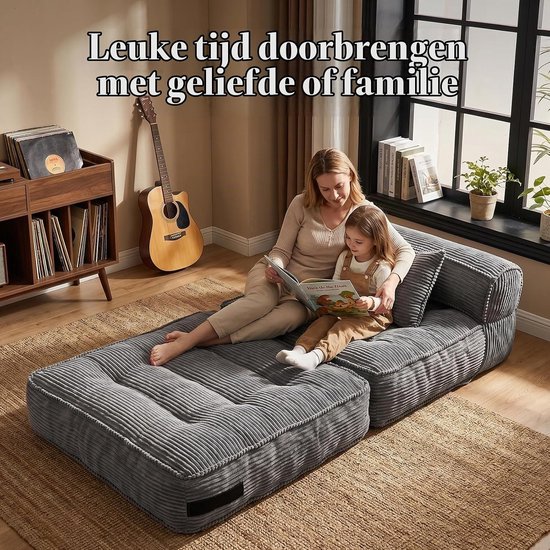 Opvouwbare slaapbank, converteerbare slaapstoel met kussen, opvouwbare matras met rugleuning, draagbare opvouwbare stoel bed comfortabele vloerbank woonkamer slaapkamer appartement eenvoudig — afbeelding 3