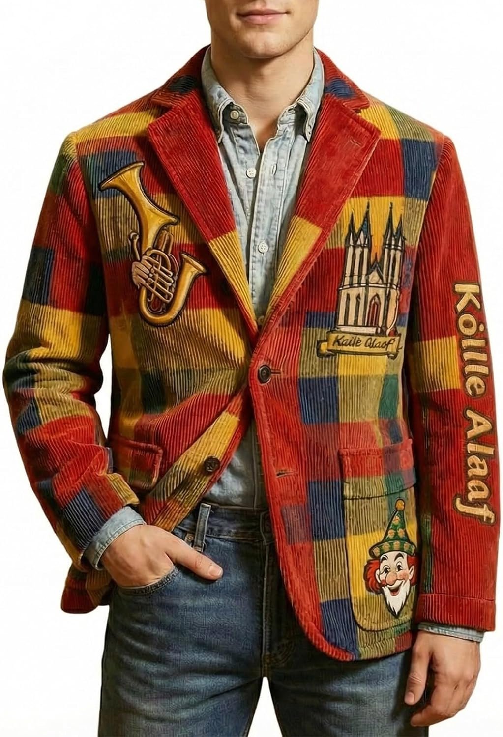 Générique Casual corduroy jas voor festival, feest en feestviering, jas met knoopsluiting, slim fit