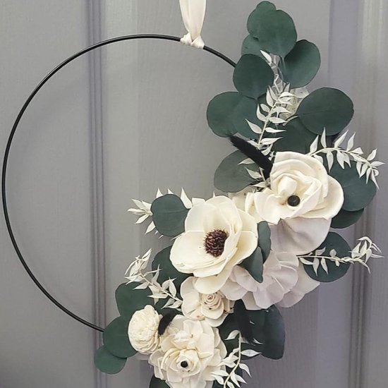 10 stuks 30 cm metalen ringen om te knutselen, decoratie met voet, zwarte decoratieve ringen om op te hangen voor doe-het-zelf bloemen, knutselen, handwerk, bruiloftskransdecoratie — afbeelding 2