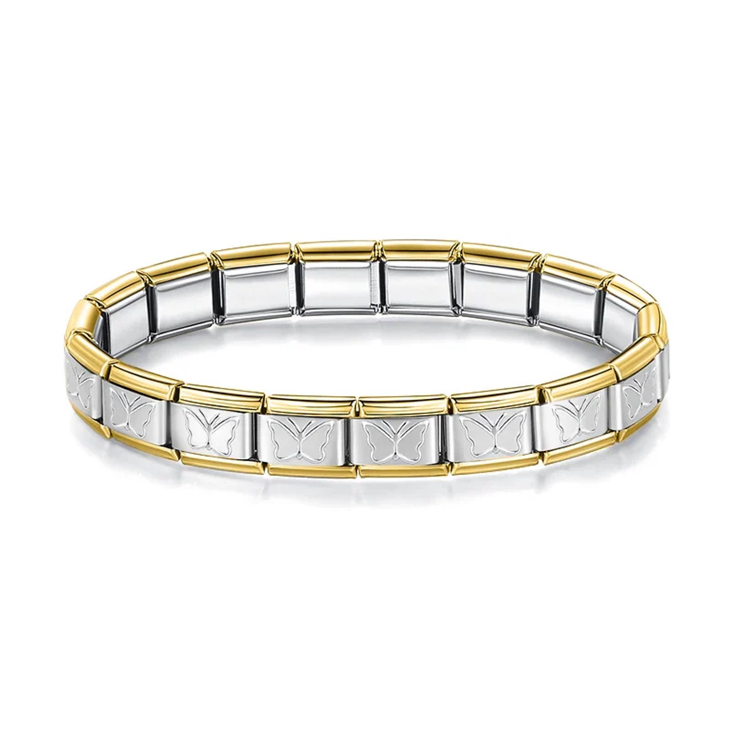 Armband Goud met Zilveren Vlinders