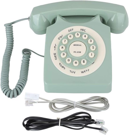 lyrlody Antieke Vaste Telefoon Groen Grote Heldere Knoppen — afbeelding 4