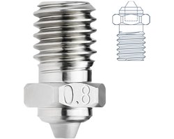Upgrade V6 bimetalen mondstuk, 0,8 mm, gehard staal, gecoat koper, compatibel met 1,75 mm V6 Hotend Prusa I3 MK3S Anycubic Mega S Vyper 3D-print PEI PEEK of koolstofvezelfilament (0,8 mm)