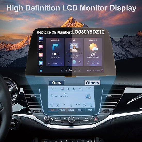 LQ080Y5DZ10 Origineel LCD-scherm voor Opel Astra K MK7 2015-2020 LCD-scherm voor Vauxhall Navi 900 LQ080Y5DZ10 Schermvervanging Digitalizer Touchscreen-assemblage, Zwart — afbeelding 4