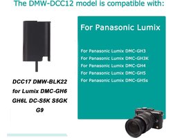 D-Tap DCC12 DMW-BLF19/DCC17 DMW-BLK22 Dummy accu stroomkabel voor Lumix DMC-GH3 GH4 GH5 GH5II GH5S GH6L DC-S5K S5GK G9..