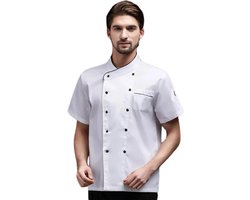 Chesoon Chef-jas, korte mouwen, uniseks, uniform, hotel, restaurant, maten S-4XL, ademende stof, vuilafstotend, industrieel ondergoed