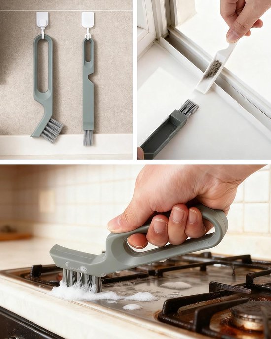 Voegenborstel voor tegels, 5 stuks raamborstel, voegenreiniger, raamreinigingsset voor het verwijderen van kalkaanslag, douche, badkamer, keuken en huis, groen — afbeelding 4