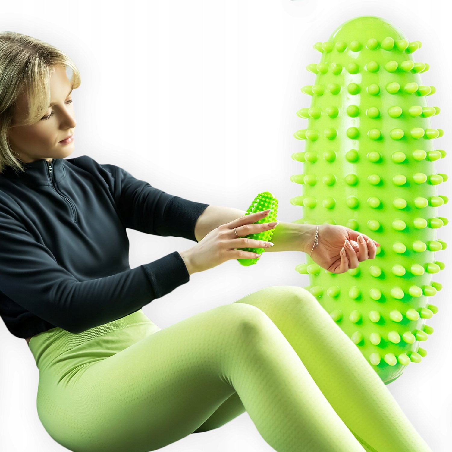 Merkloze Massageroller met Sensore Prikkels - 16 cm Groen