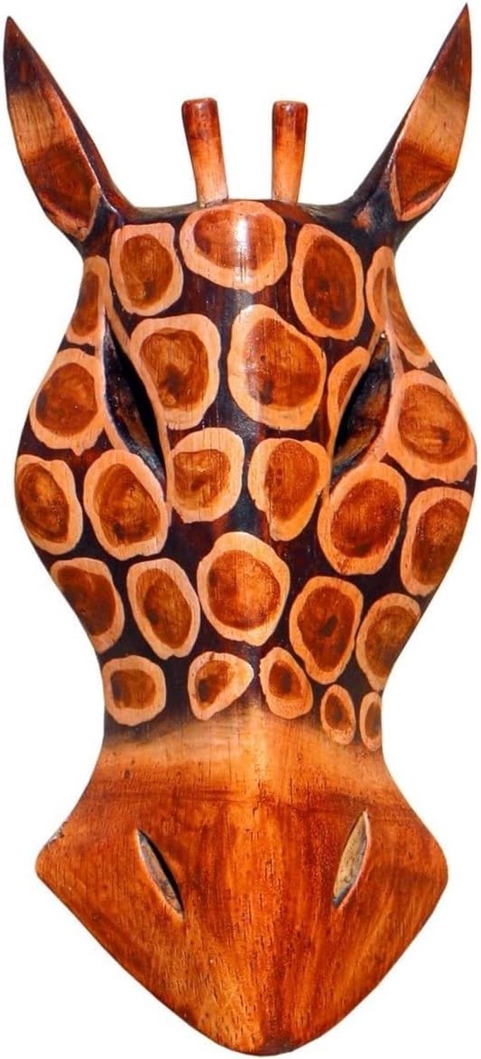 Mooie 20 cm giraffe houten masker Afrika wandmasker handgemaakt Bali Maske74