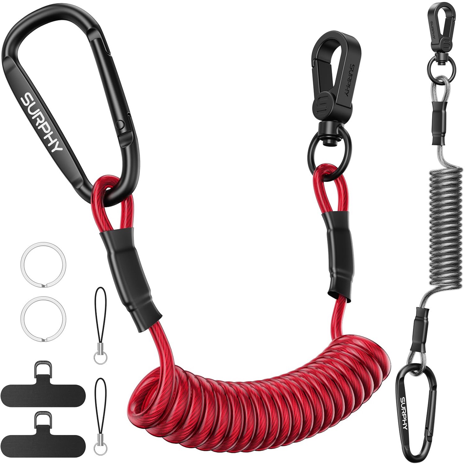 SURPHY 2 stuks Uitschuifbare TPU-staalkabel Telefoonbeveiliging Outdoor