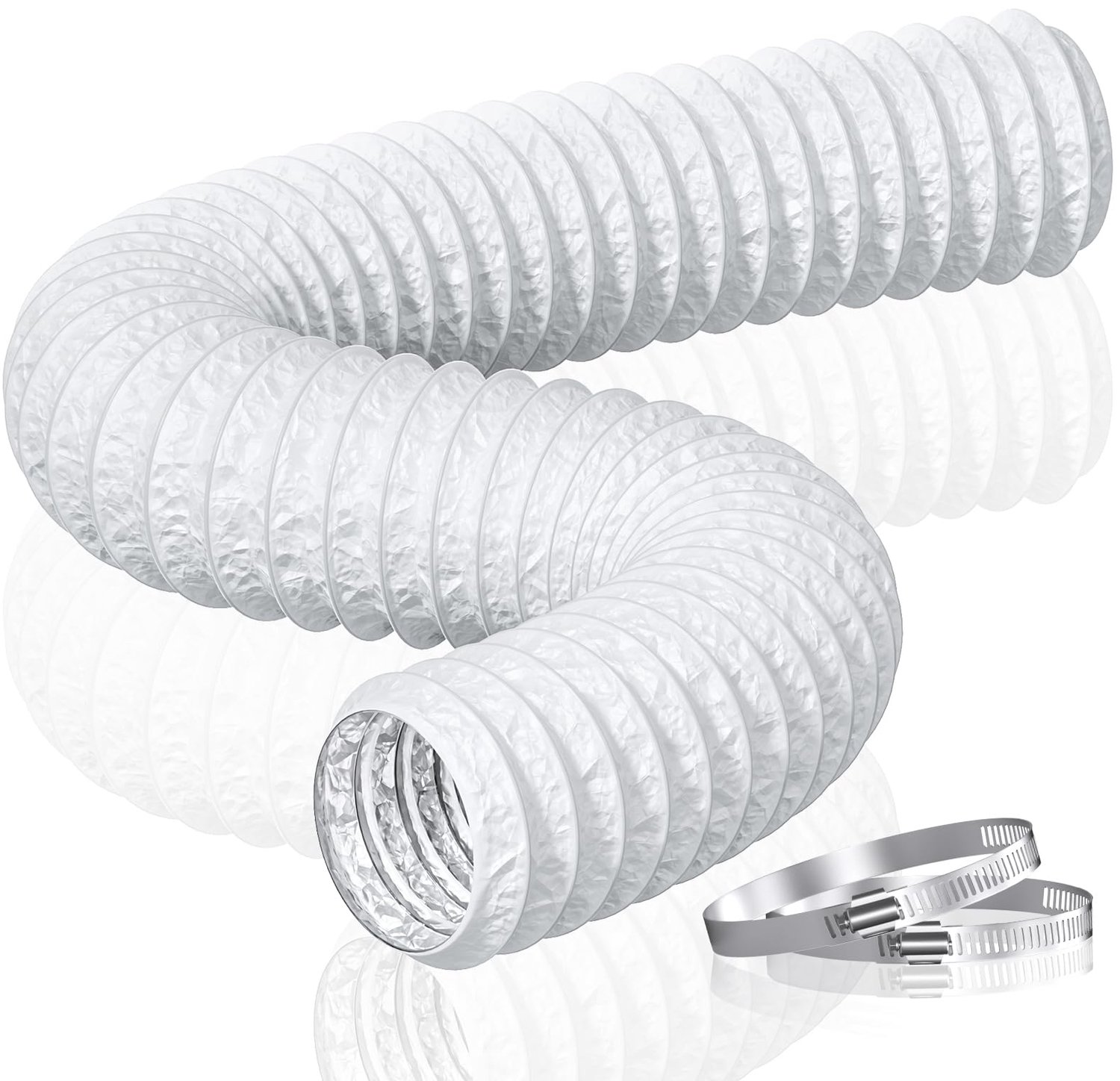 HG Power 75 mm Afvoerslang 5 m met 2 Slangklemmen, Wit