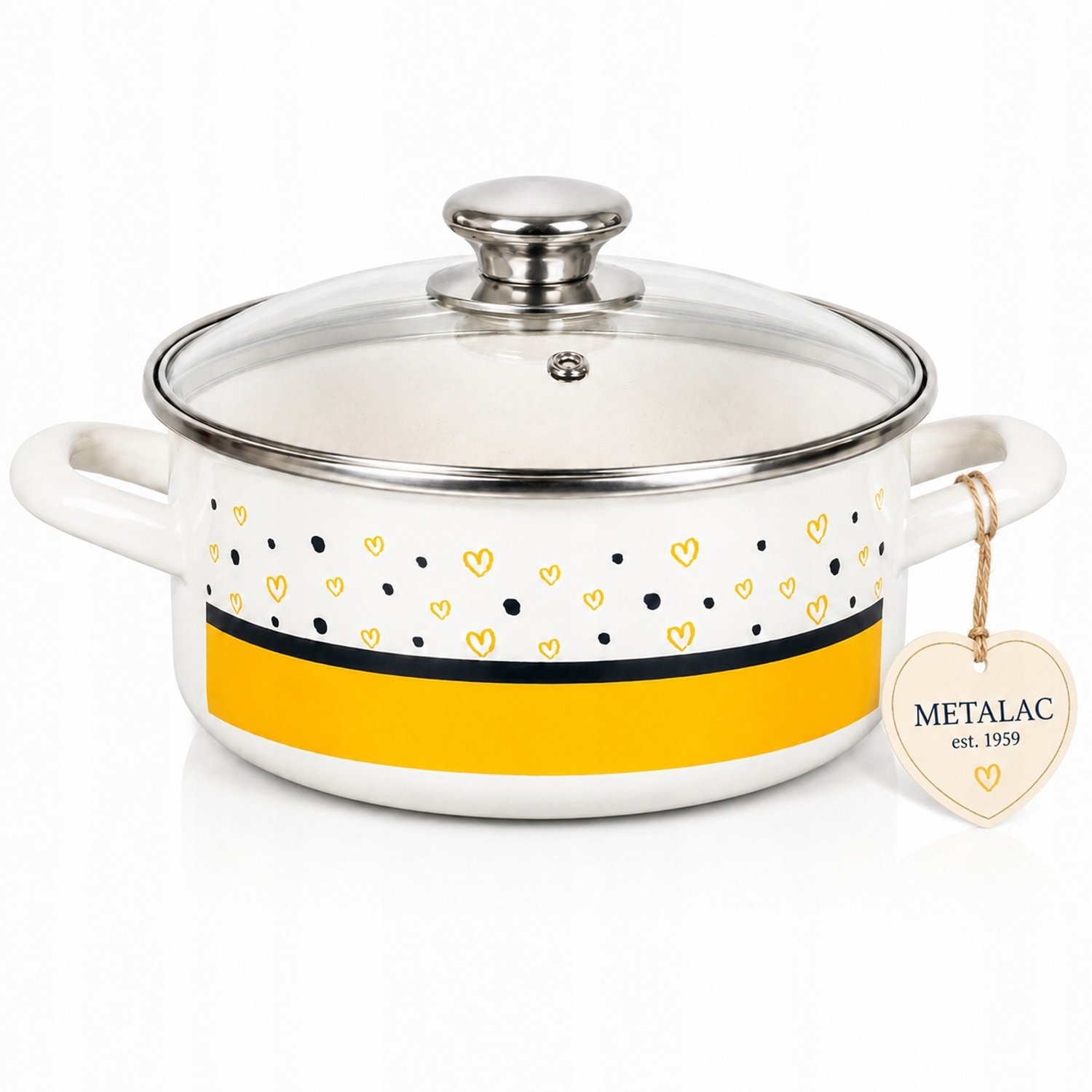Metalac Hungry Hearts Emaille Pan 20cm - Inductie, Gas - 1.8L