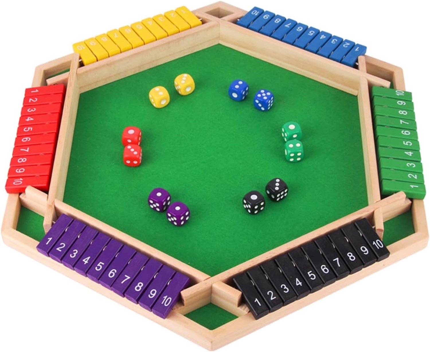 Houten Shut The Box Spel - Klassiek Dobbelspel voor 6 Spelers met Strategische Uitdagingen en Gezelligheid