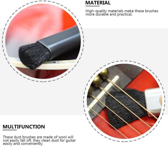 2 Stuks Opvouwbare Gitaar Wolborstels Verwijderen van Vuil Universele Schoonmaakgereedschappen voor Piano Ukulele Meer Zwart — afbeelding 5