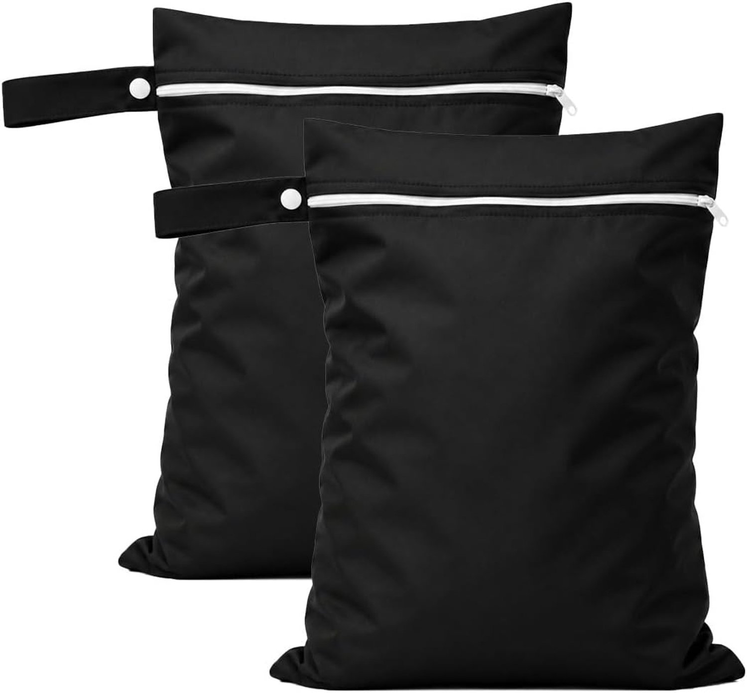 Set van 2 natte zakken, wetbag, zwemspullen, tas voor natte badspullen, dry bag, kleuterschool, waszak, zwart