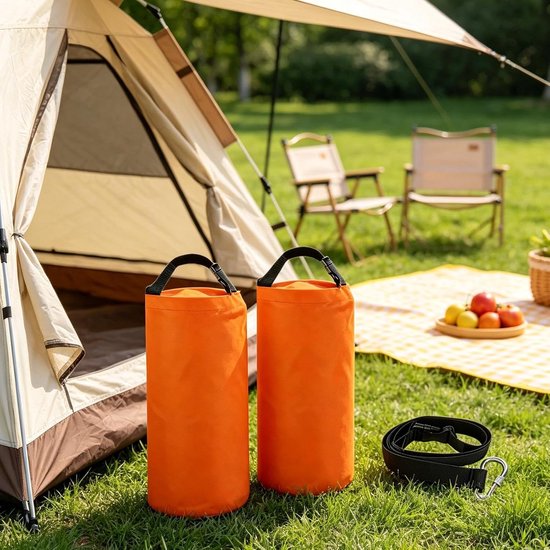 Tentzakken, verpakking van 2 stuks, 11,3 kg, draagbaar met riem, gewichtzakken voor , pergola's, vlaggen, buitenbanners, luifels, , camping en — afbeelding 4