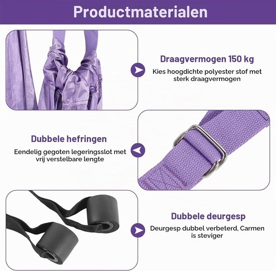 Verstelbare Aerial Yoga Strap en Stretch Band voor Deur en Benen - Ideaal voor Pilates, Splits en Gymnastiek — afbeelding 2