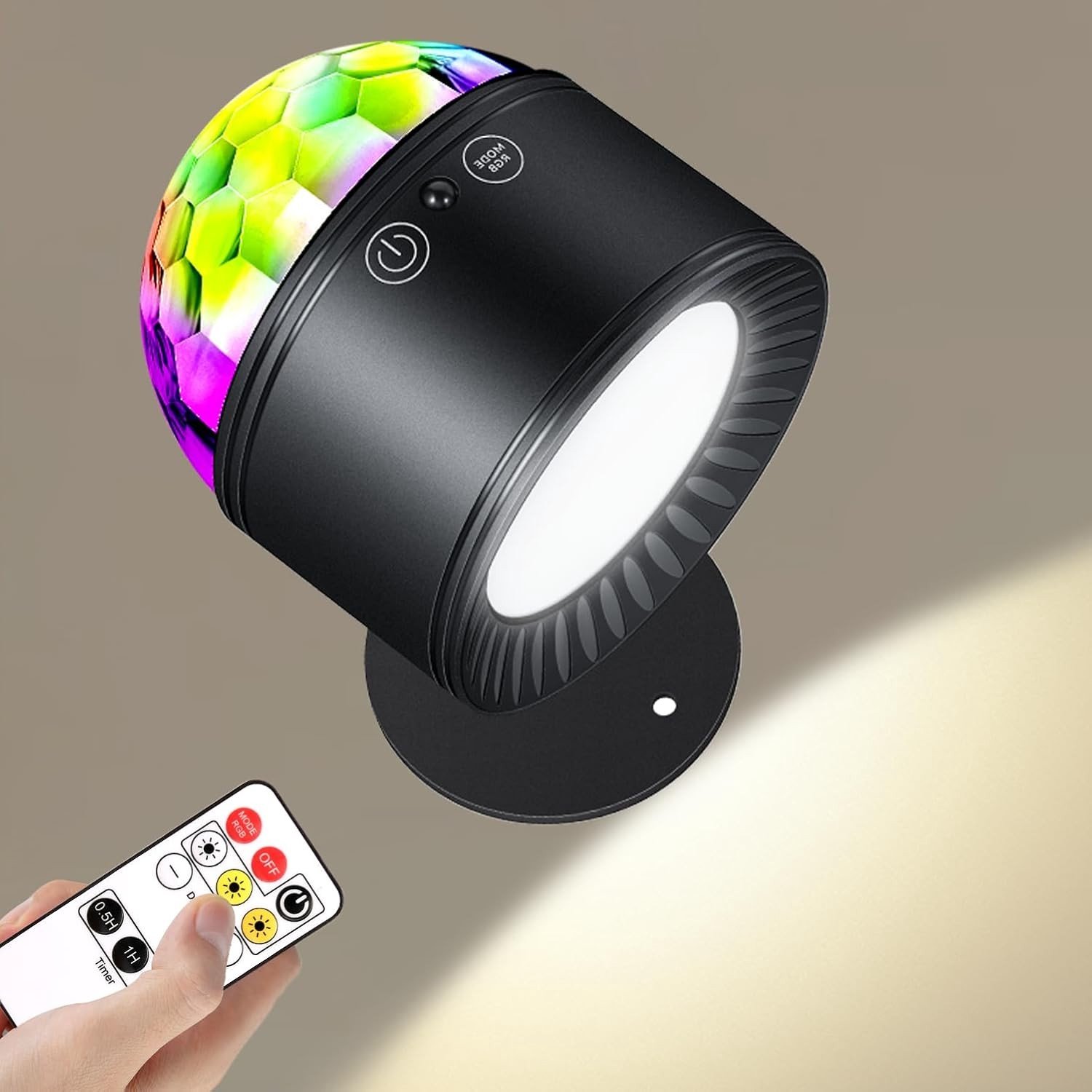 RGB Sfeerverlichting - Zwart - Wandlamp met Draaibare Projectie - Voor Thuis en Feesten