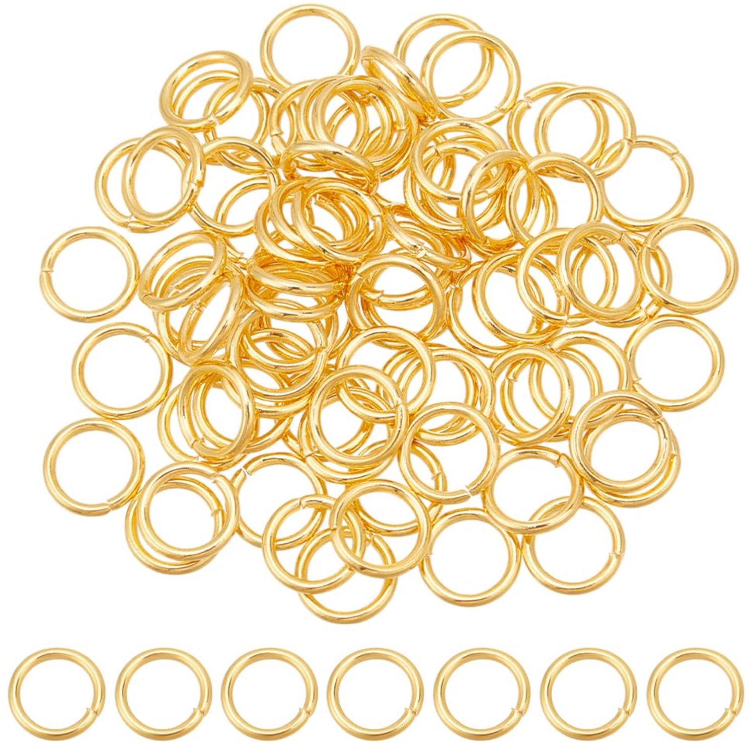 HOBBIESAY 80 stuks gouden springringen, 7 mm, roestvrij staal, open springring, 18K vergulde springringen, niet-gesoldeerde ringconnectoren, kleine sp