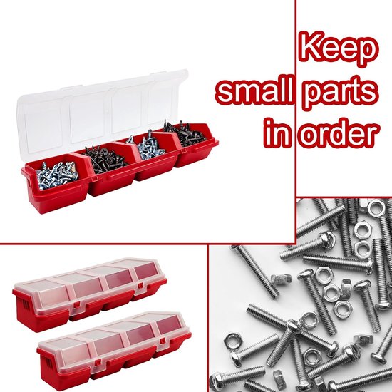6 Stuks Schroef Organizers Opbergbakken met Deksels, Plastic Stapelbare Hardware Organizer Box voor Garage Nagels/Craft Tool Organiseren, Gereedschapskar Kast Werkbank Laden met Compartiment Bolt — afbeelding 5