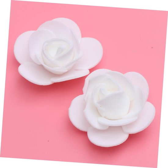 100stuks Kunstmatige Rozenkoppen Voor Boeketten Decoratie Wit Voor Bruiloft Feest Babyshower Thuisdecoratie — afbeelding 2