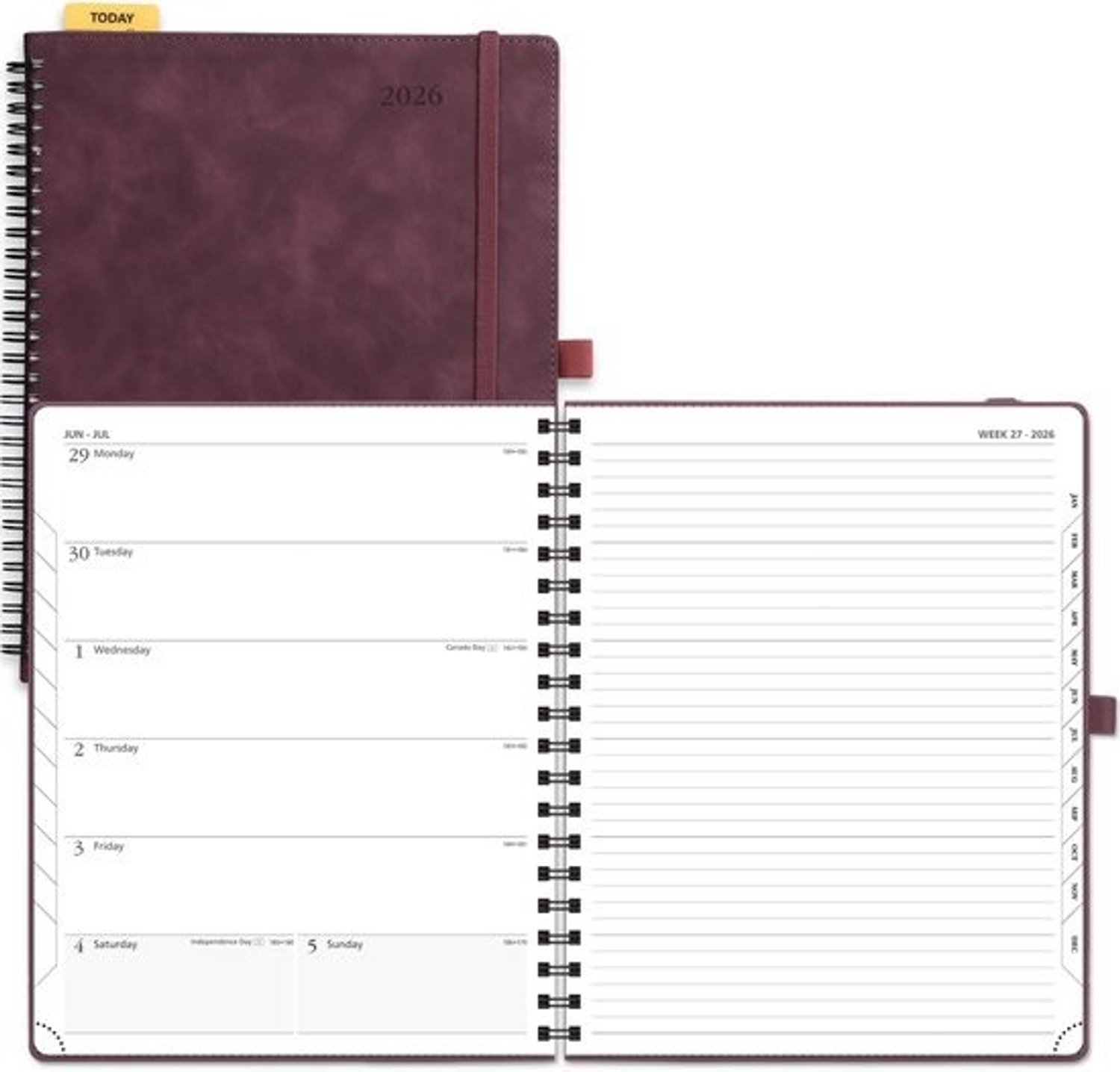 Grote A4-agenda 2026 - Weekplanner en notitieboek in 1 - Spiraalgebonden bureauplanner
