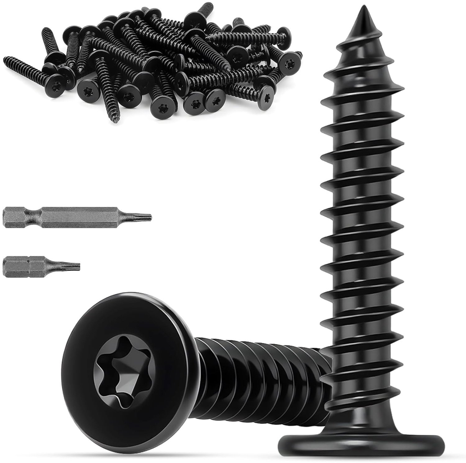 Mbsomnus M5x30mm Torx Screws, 60pcs Self Drilling Wood Screws Stainless Steel 304 Torx Black Flat Head Screws for - ShopVlot