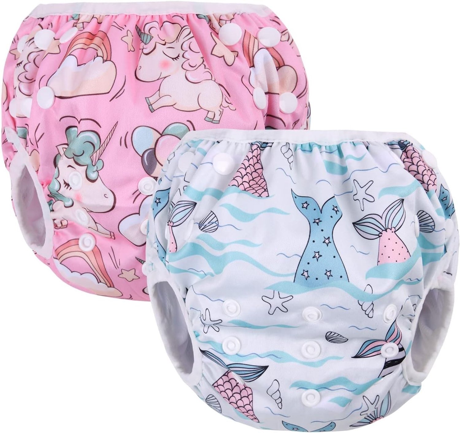 Herbruikbare zwemluier voor babyjongens en meisjes, 2-pack UV-bescherming, comfortabel en verstelbaar, ideaal voor zwemlessen en vakanties