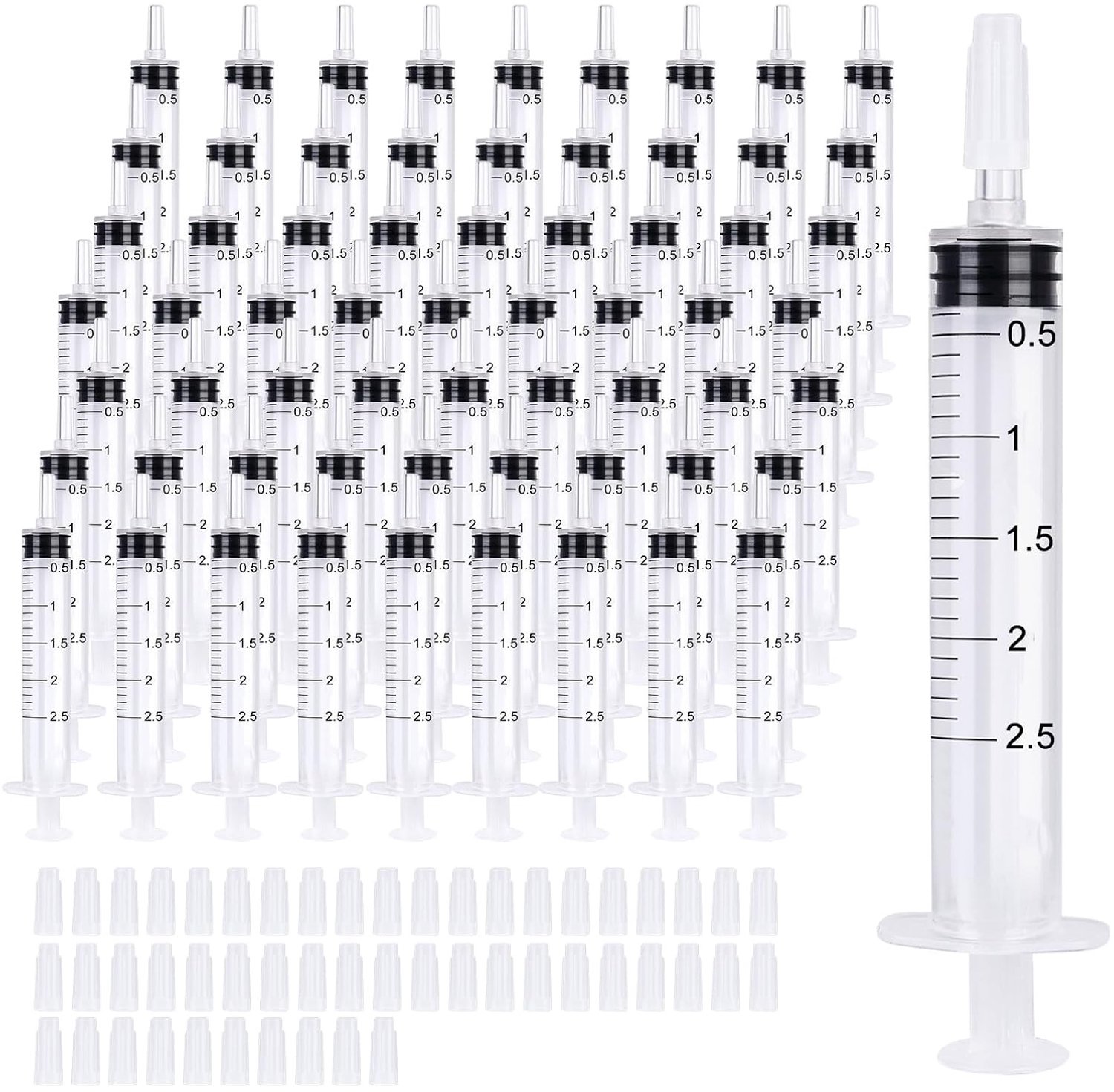 Kunststof Spuiten - Transparant - 2,5 ml - Herbruikbare Doseerspuit zonder Naald - Voor Huisdieren en Laboratoria