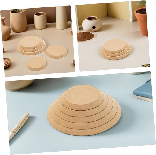 5 Stuks Delige Keramische Pottenbakvorm Houten Kleimallen voor Nauwkeurige Modellering Stapelbare Ronde Keramiekvormen voor Handmatig Opbouwen van Borden Keramische Kunstwerken — afbeelding 5