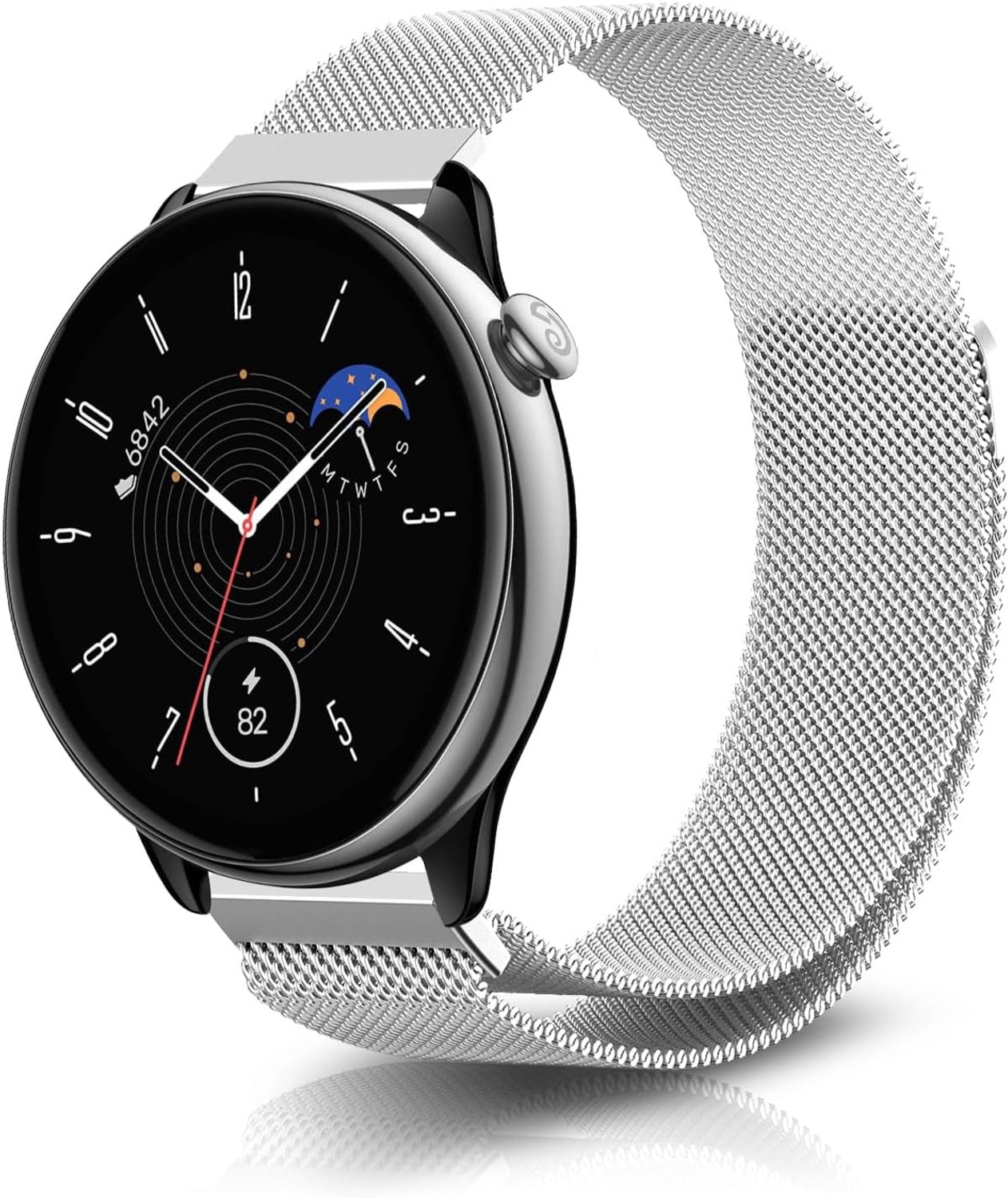 20 mm armband voor Amazfit GTR Mini/GTS 4/4 Mini/3/2e/2 Mini/2/GTR 42 mm, metalen mesh met magneetsluiting, horlogeband, roestvrijstalen reserveband voor Amazfit Bip 3/3 Pro/S/Lite, zilver,
