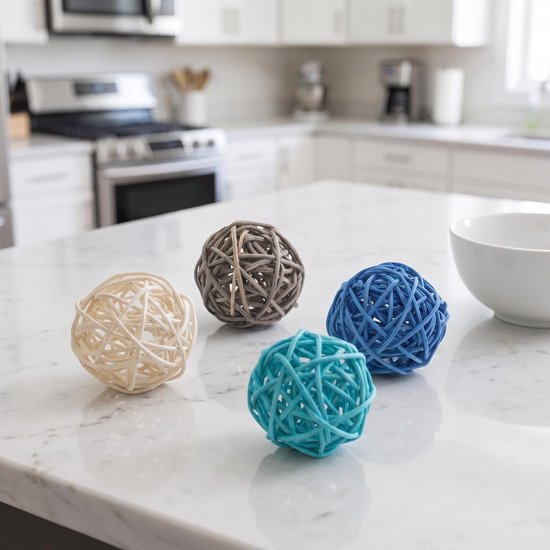 24 Stuks Delige Handgevlochten Rotan Ballen Natuurlijke Rieten Decoratieve Bollen voor Vaasvulling Lichtgewicht Tafeldecoratie voor Bruiloften Huiselijke Sfeermakers — afbeelding 2