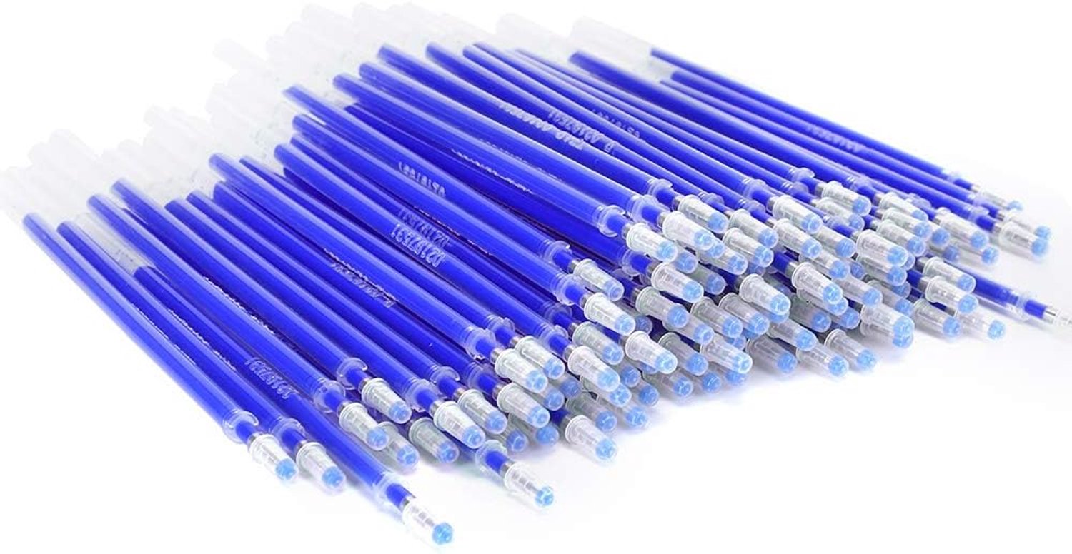 Annadue Door Warmte Uitwisbare Penvullingen, op Hoge Temperatuur Verdwijnende Stoffen Marker, 100 Stuks Blauwe Inkt voor Het Naaien van Accessoires op Maat, Vervagende Warmte Uitwisbare Marker voor