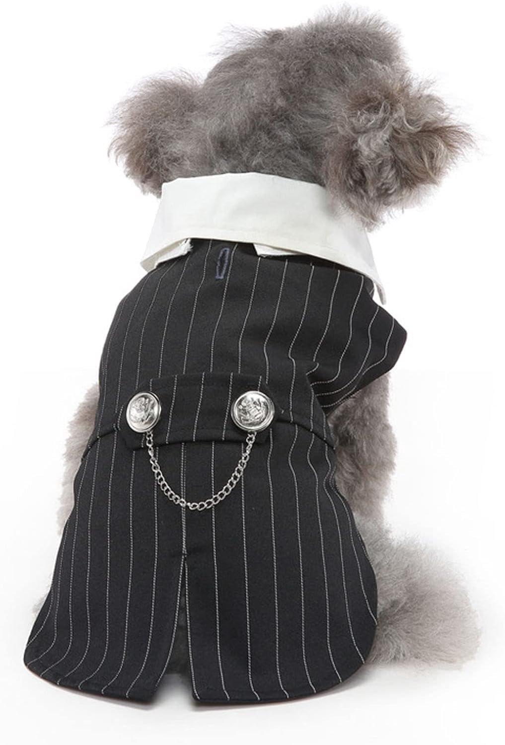 Stijlvol Honden Tuxedo met Strik voor Bruiloften, Feestjes en Verjaardagen - Klassiek Verticaal Gestreept Formeel Kostuum voor Honden (M)
