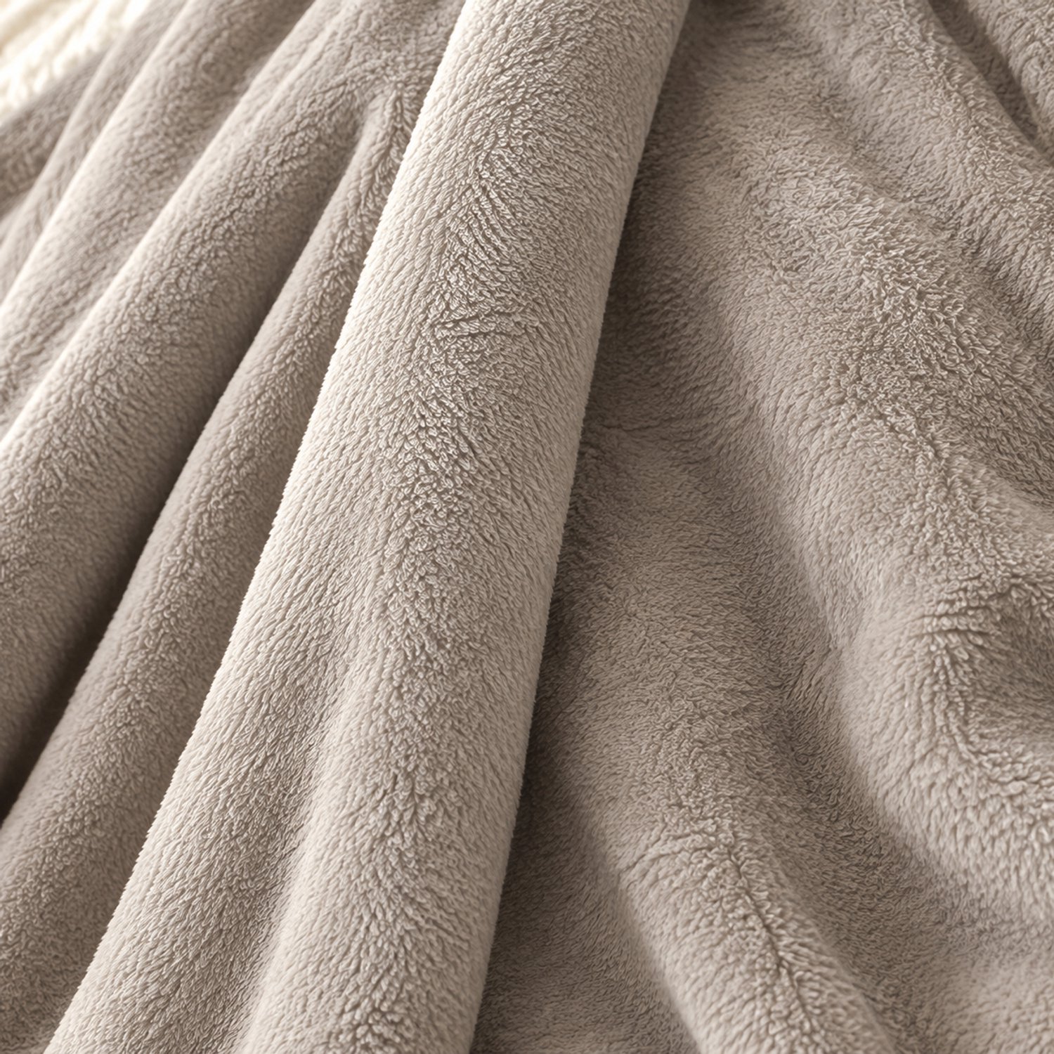 SWGOTA Khakigrijze flanellen deken 100 x 150 cm van polyester met lichte rand Khakigrijs