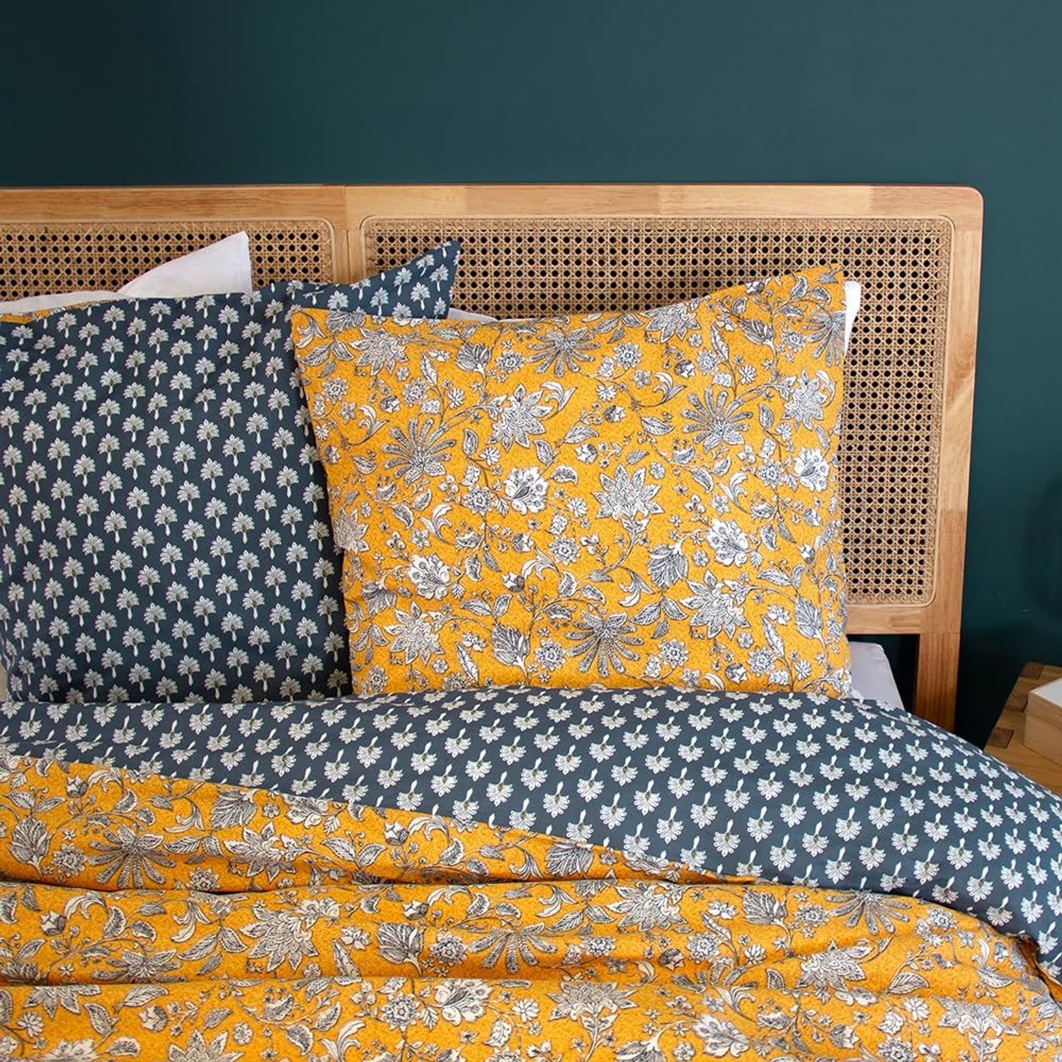 Duraxl Dekbedovertrek - 220 x 240 cm - 100% katoen - Geel, blauw en wit
