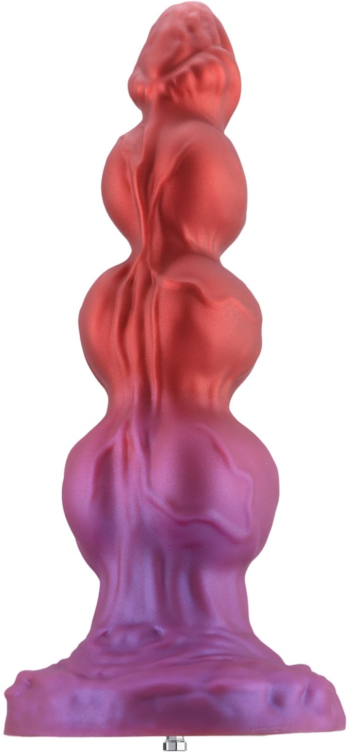 Hismith Omega Fantasy Dildo 22 cm – Siliconen Dildo met Zuignap en KlicLok – Paars/Rood