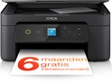 Zwarte Epson printer met een uitgeprinte pagina: 6 maanden gratis inktabonnement.