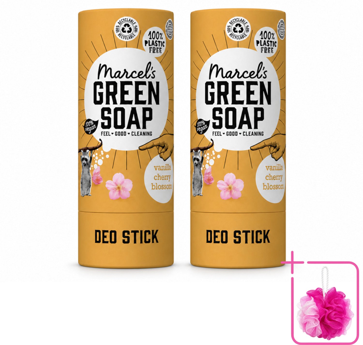 2 x Marcel's Green Soap - Deodorant Stick - Vanille & Kersenbloesem - Langdurige frisheid - 40 gr - Bulkverpakking - Deodorantstok - Douchemop - Natuurlijke deodorant