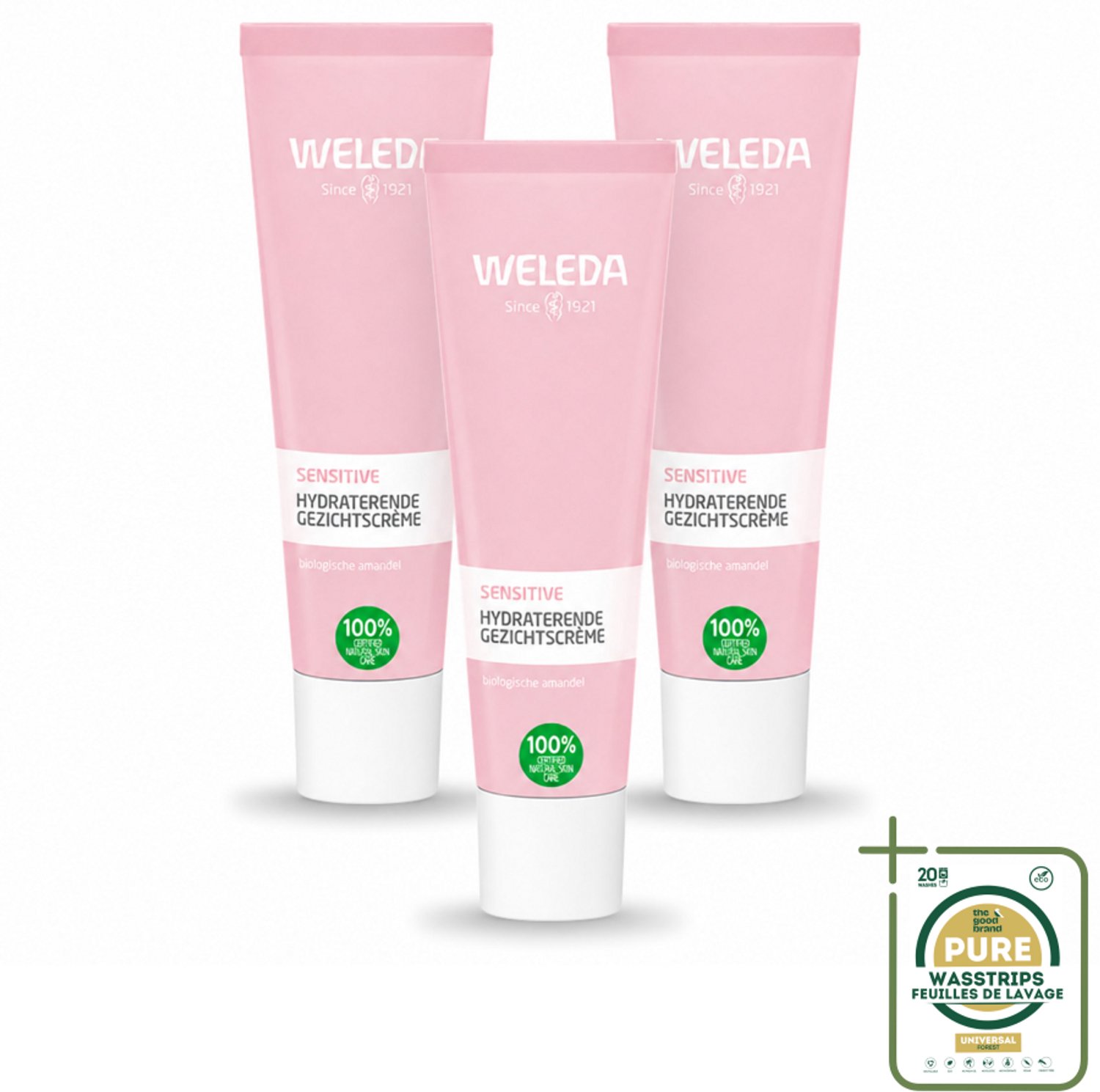 3 x WELEDA - Gezichtscrème Sensitive Hydraterend - Voor gevoelige huid - 30 ml - Wasstrips - Gevoelige Huid - Hydraterende Crème - Amandelolie - Roodheid Verminderen - Dagcrème