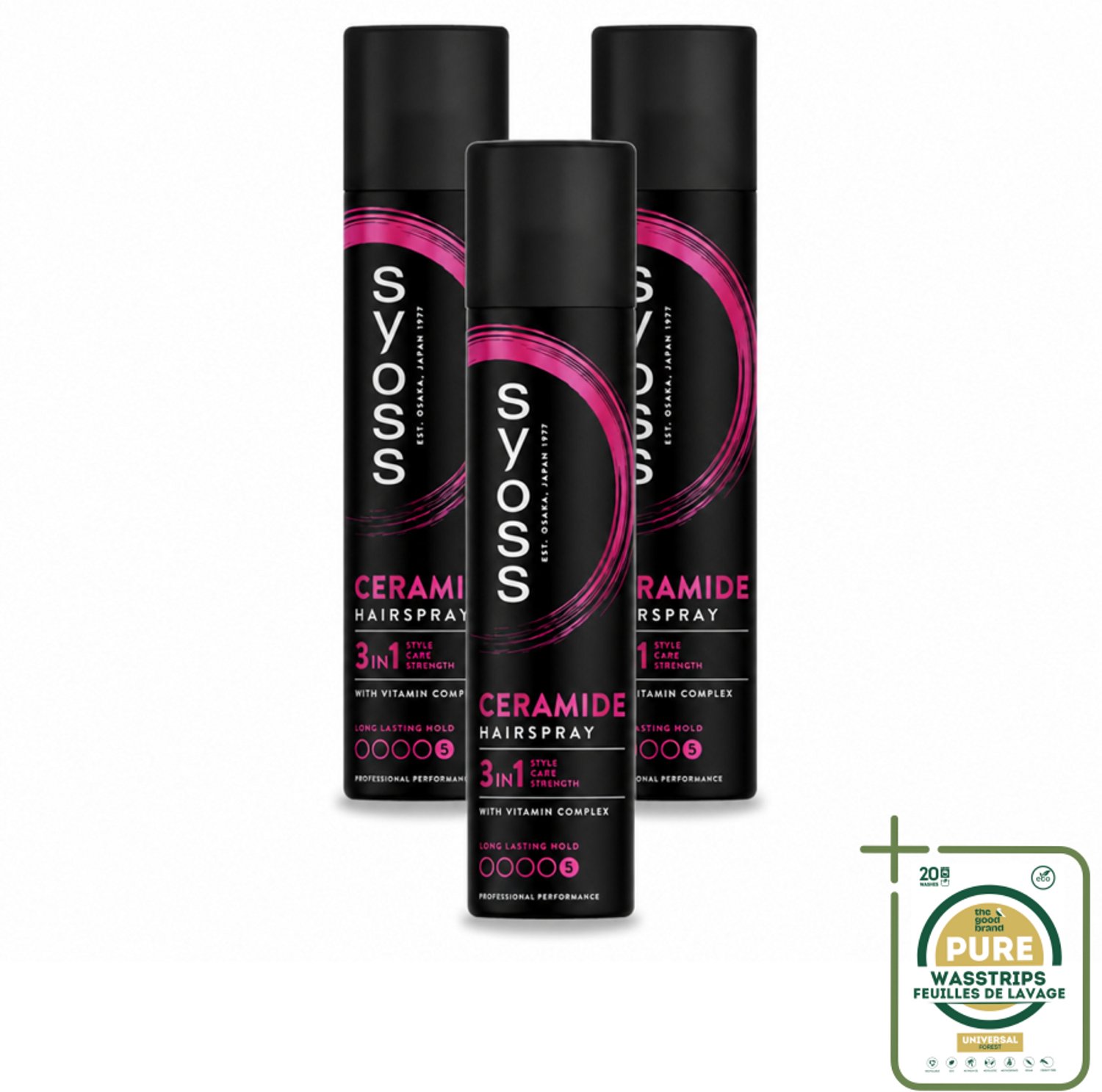 3 x Syoss - Ceramide - Haarspray - Herstelt Haarvezels - 300 ml - Wasstrips - Haarspray - Haarherstel - Haarverzorging - Ceramide - Styling