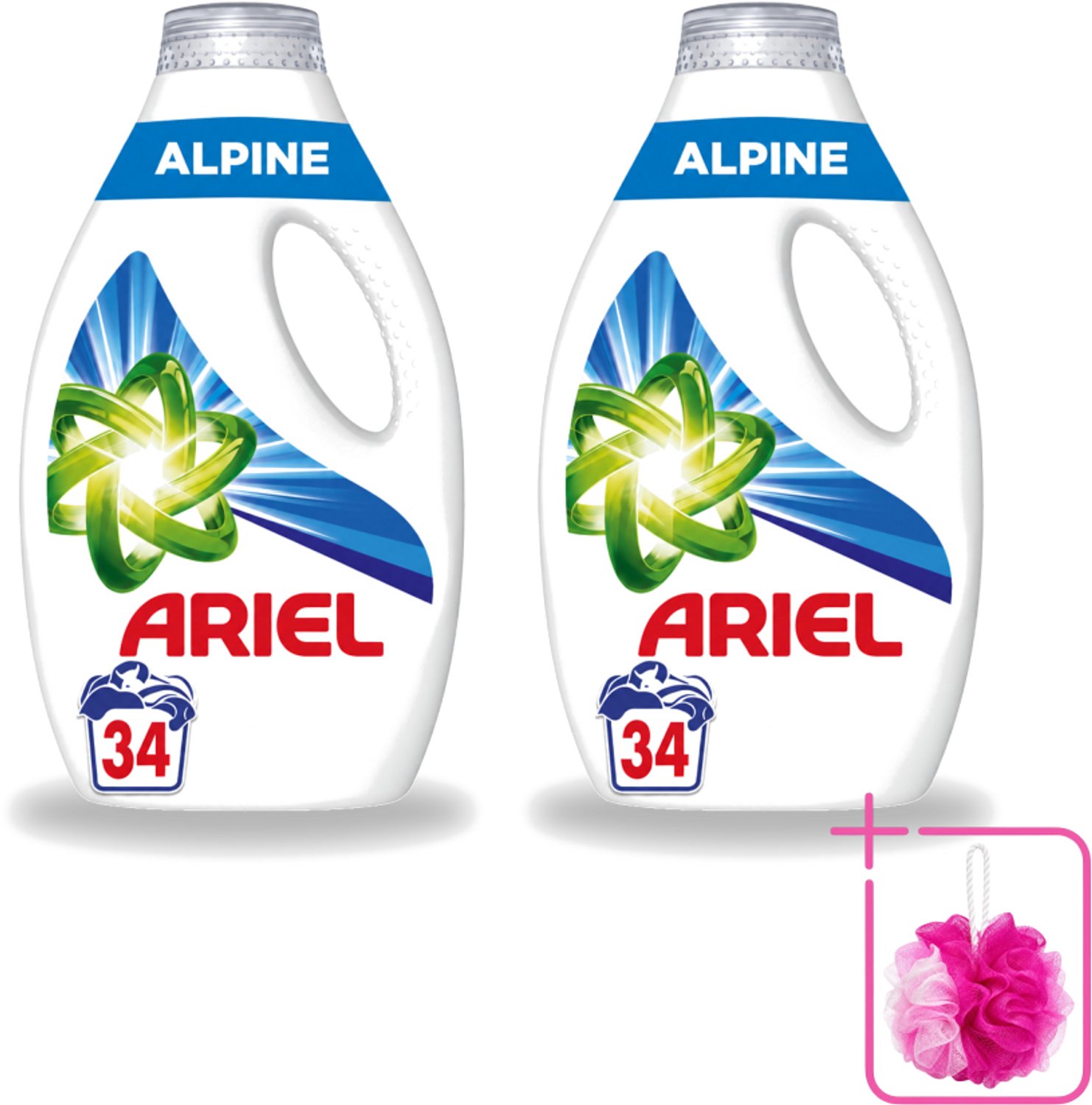 2 x Ariel – Vloeibaar Wasmiddel – Alpine – 1530 ml – 34 wasbeurten - Bulkverpakking - Ariel Alpine - Douchemop - Vloeibaar wasmiddel