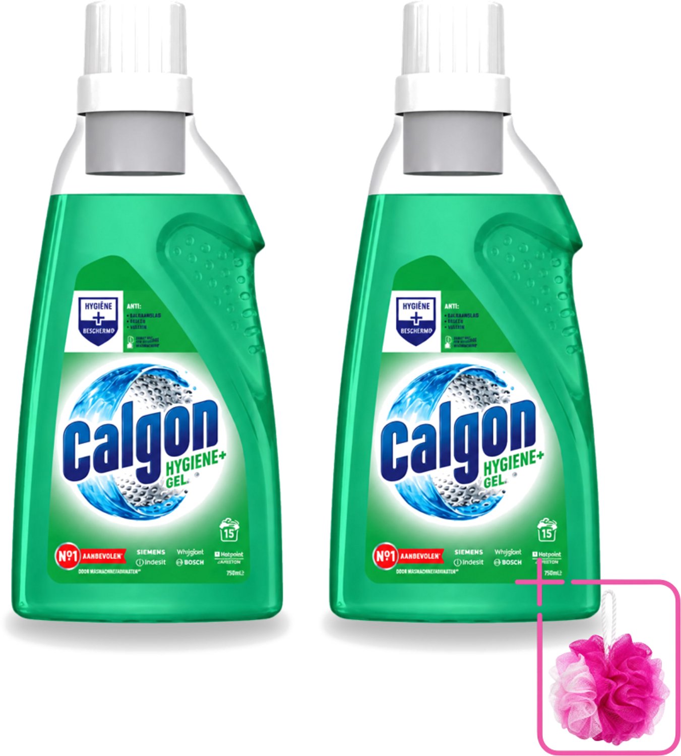 2 x Calgon – Wasmachinereiniger Gel – Hygiene+ – 750 ml - Bulkverpakking - Wasmachinereiniger - Douchemop - Kalkpreventie