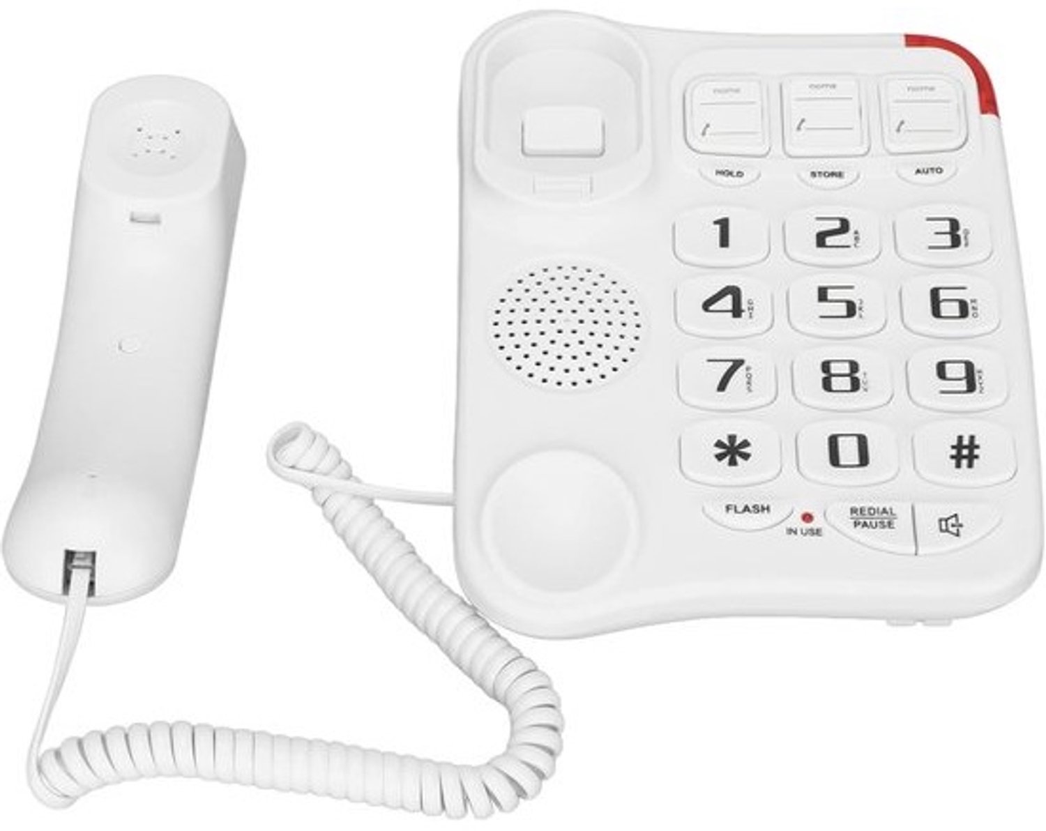 Vaste telefoon met grote toetsen en extra versterkt geluid voor ouderen
