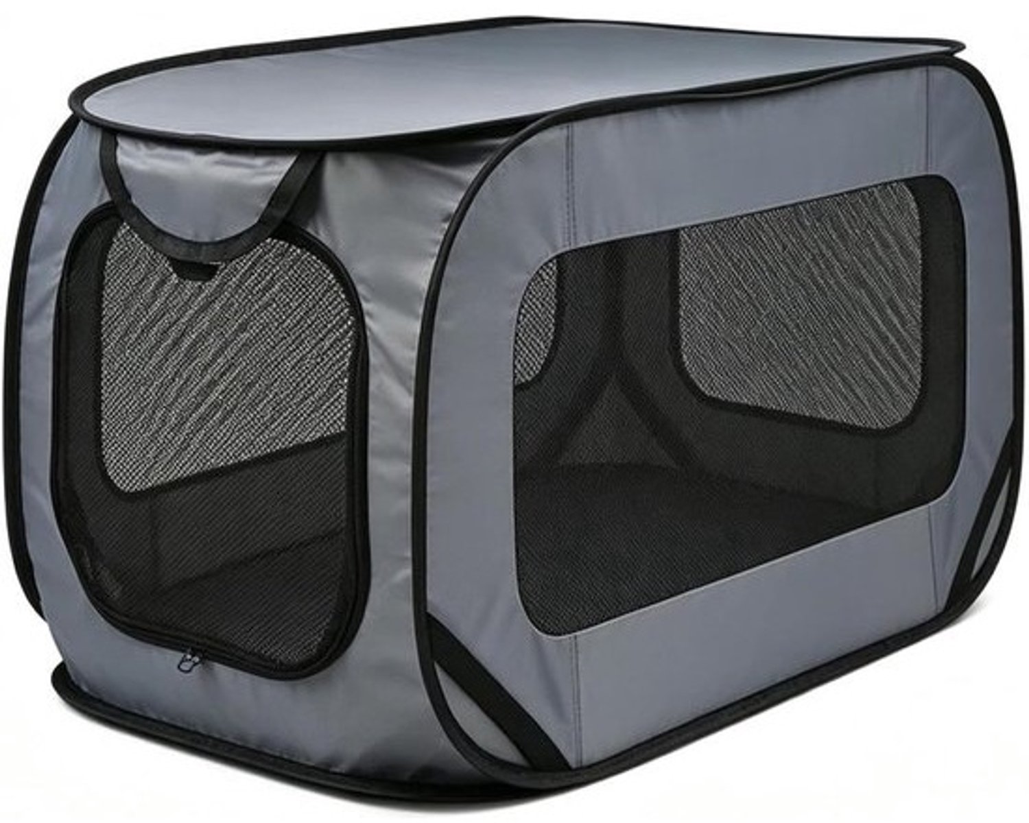 Hondenreiskennel - Draagbaar huisdierhok - Veilig op reis - Snel op te zetten - 90x52x52 cm - Zwart
