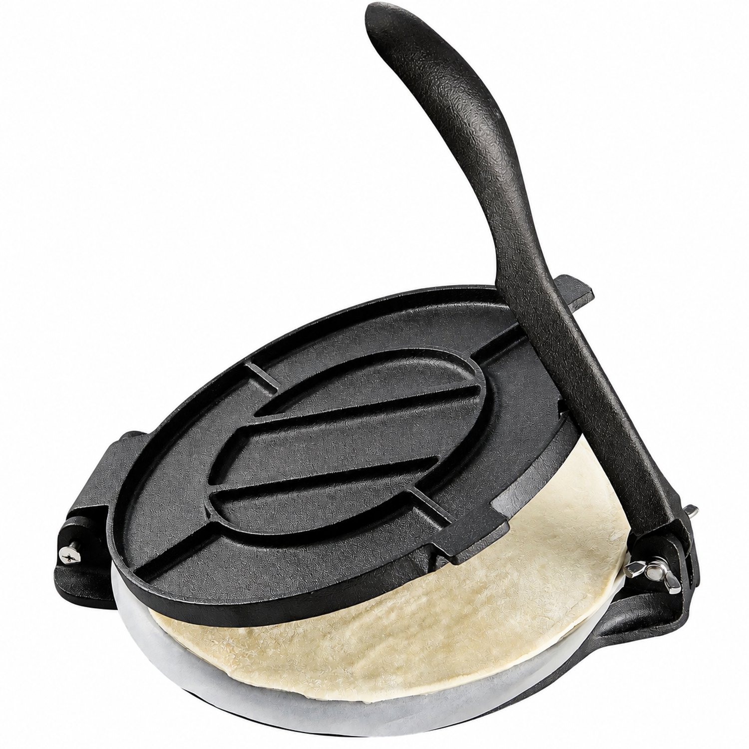 Sello! tortilla pers – deegpers – ergonomische handgreep – gietijzer – robuust – oppervlak 20cm – incl. 100 vellen bakpapier