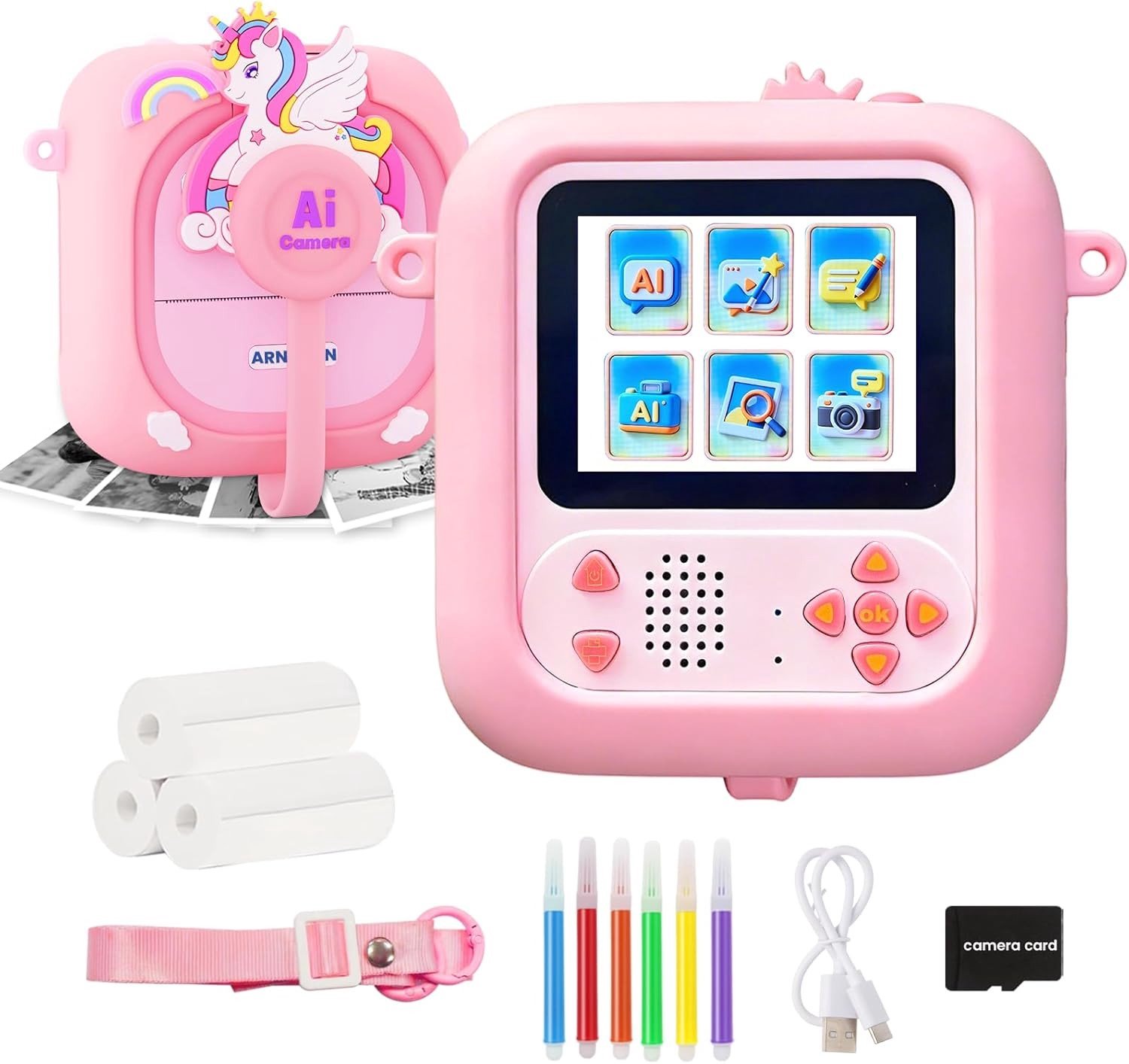Slimme Kindercamera met 1080p HD Video, AI Chat en Bluetooth Speaker voor Kinderen van 3-12 Jaar