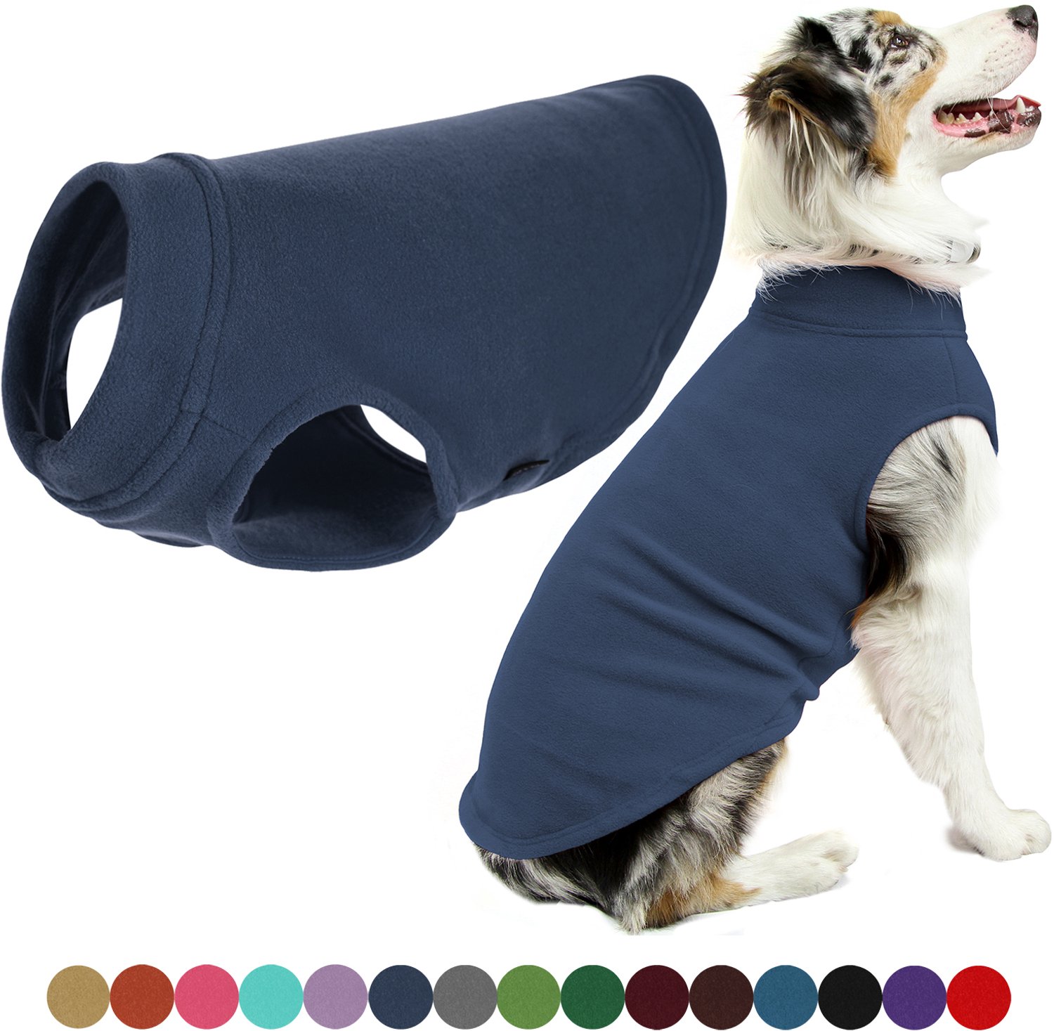 Gooby Stretch Fleece Vest Hondenjas - Warme hondentrui voor kleine honden - Staalblauw - Large