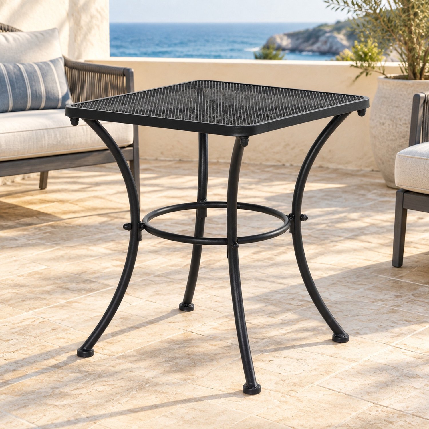CHICFURN Bijzettafel - mesh tafelblad - metalen frame - zwart thumbnail 5