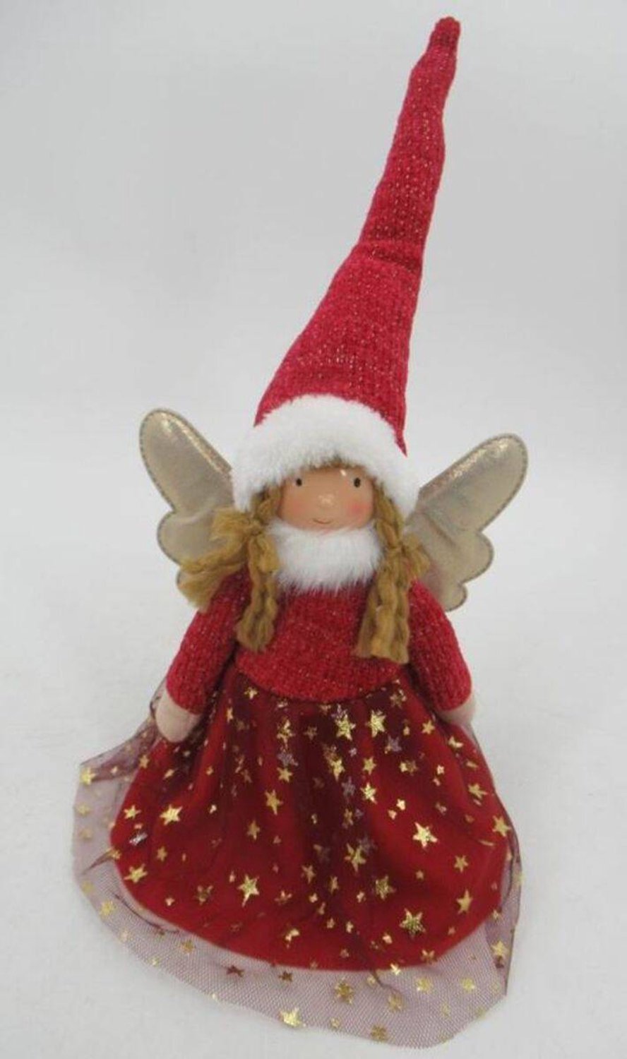 Cimier de sapin fée étoile rouge H. 34 cm
