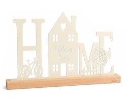 HOME Decoratie Opsteller Wit Metaal Houten Sokkel